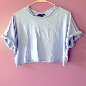 Forever 21 Blue Pastel Short Sleeve Cropped T-Shirt